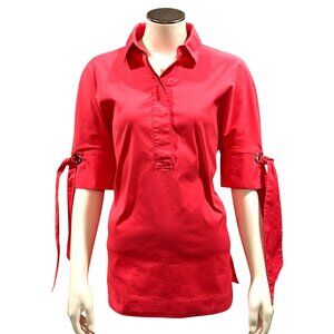 Chicos Poplin Bow and Grommet Detail Tunic
